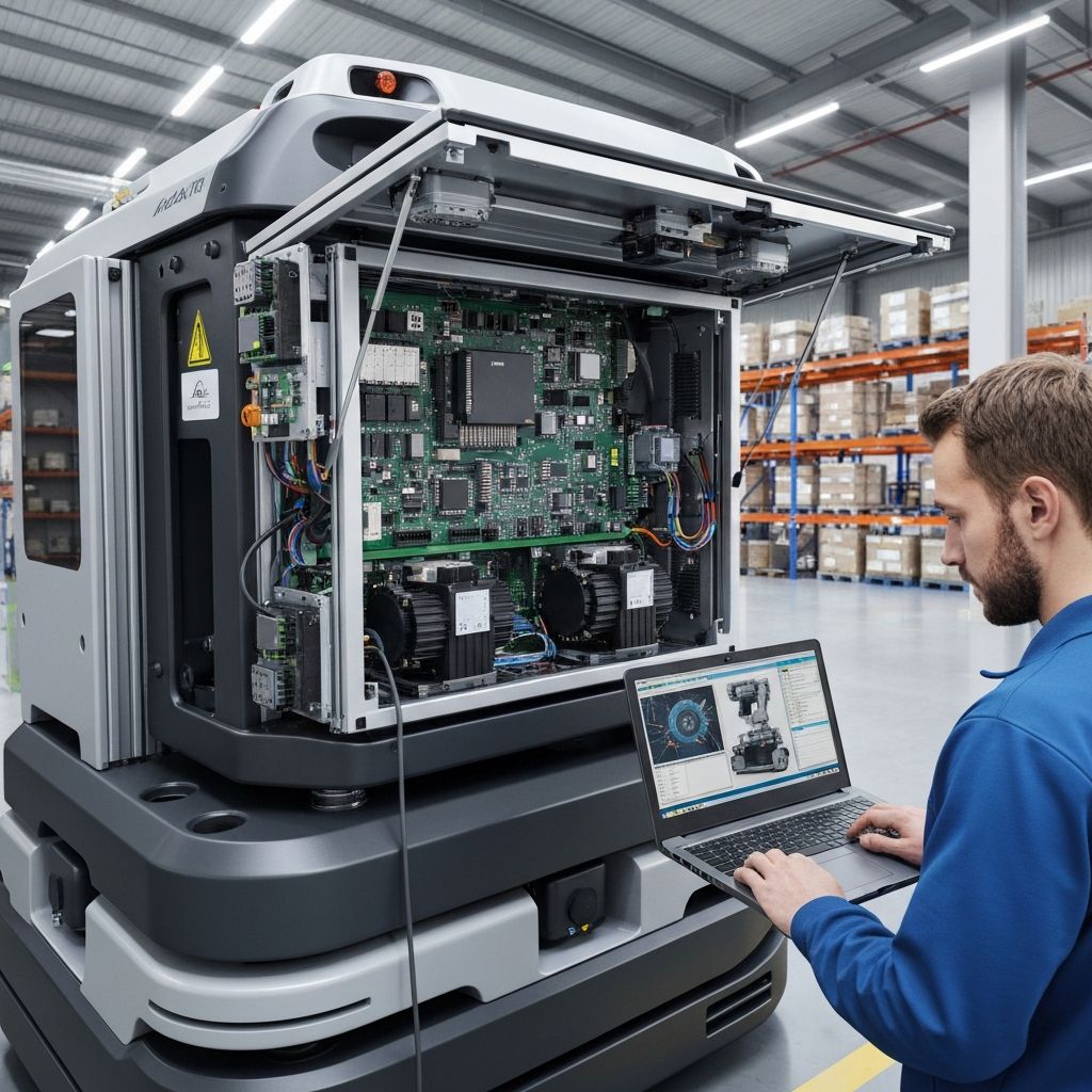 Naprawa elektroniki AGV – sterownik i moduły sensoryki robota mobilnego