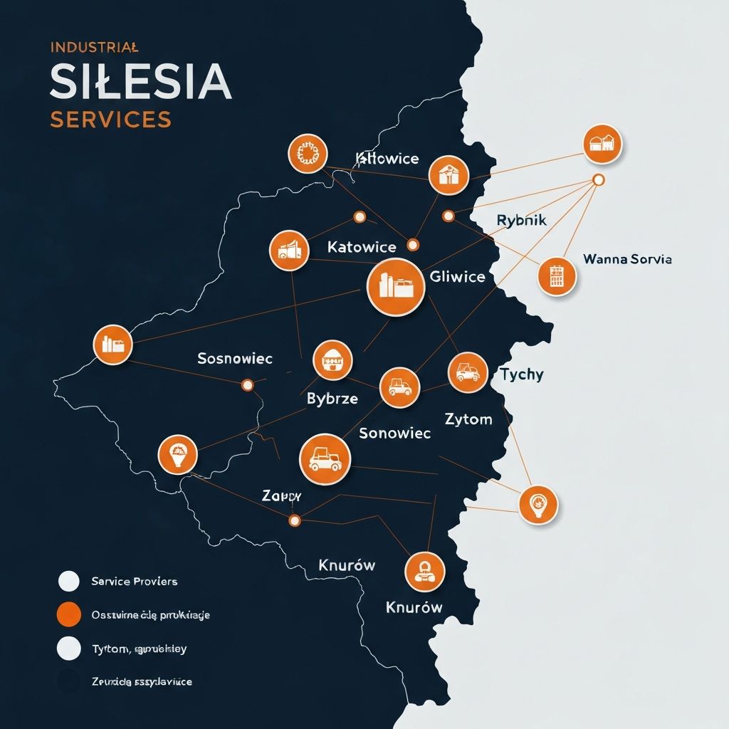 Zasięg serwisu automatyki przemysłowej Śląsk – Katowice, Gliwice, Rybnik, Sosnowiec, Knurów
