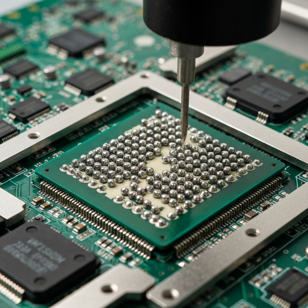 Reballing BGA – wymiana kulek lutowniczych FPGA i procesora przemysłowego