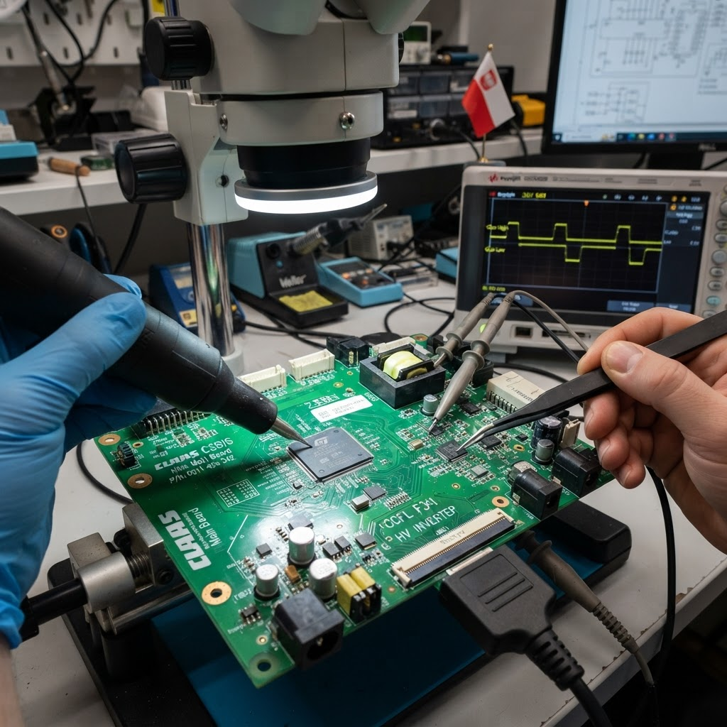 Naprawa płyty PCB terminala CEBIS Claas – procesor ARM, CAN transceiver, naprawa BGA