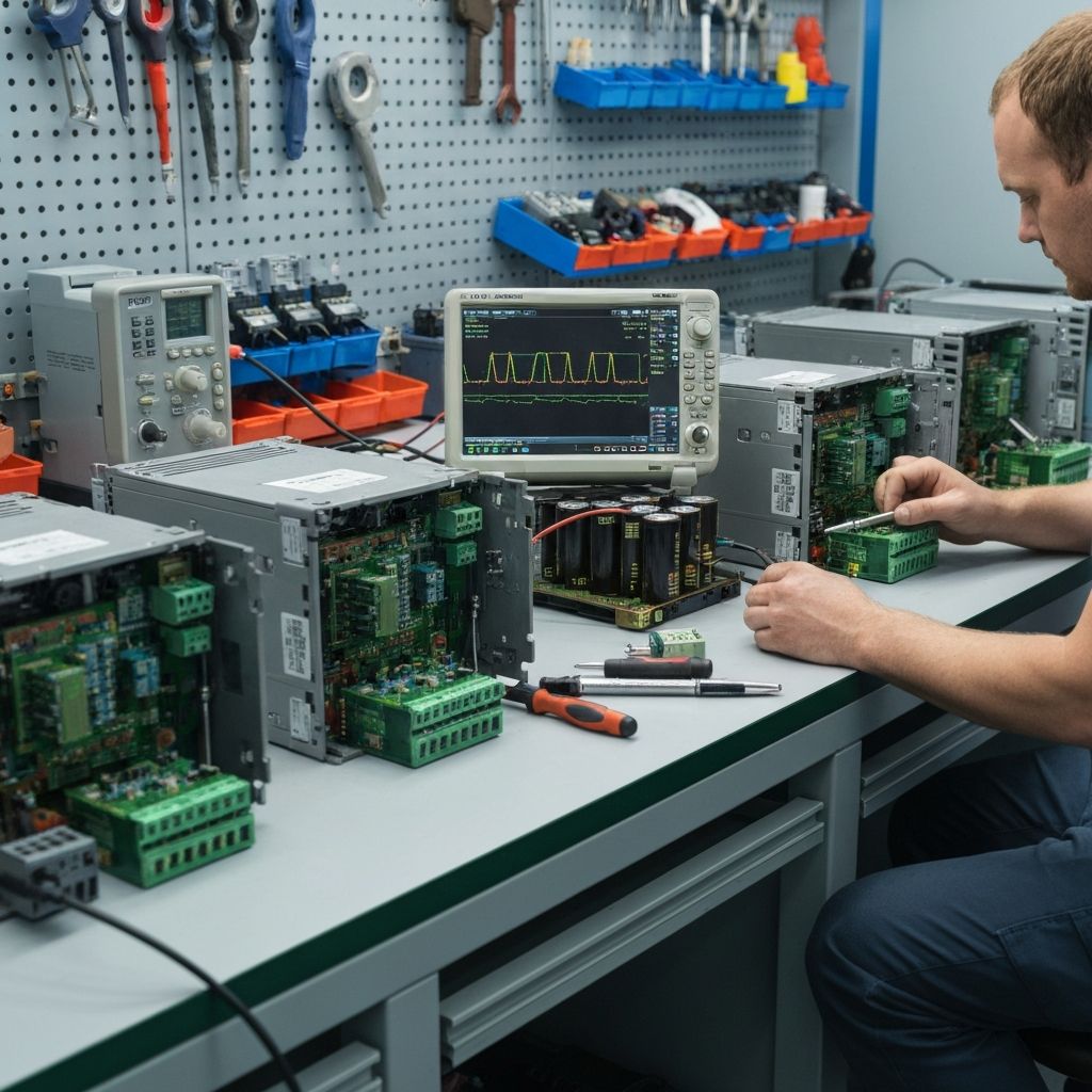 Naprawa falowników VFD i serwonapędów – wymiana modułów IGBT i kondensatorów, serwis Acore Śląsk