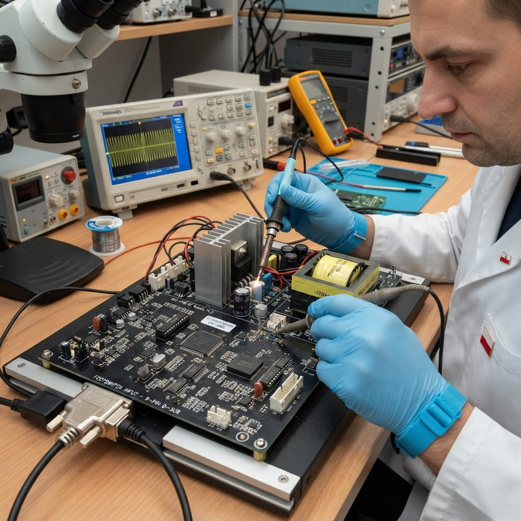 Naprawa płyty generatora RF diatermii chirurgicznej — moduł mocy i transformator izolacyjny