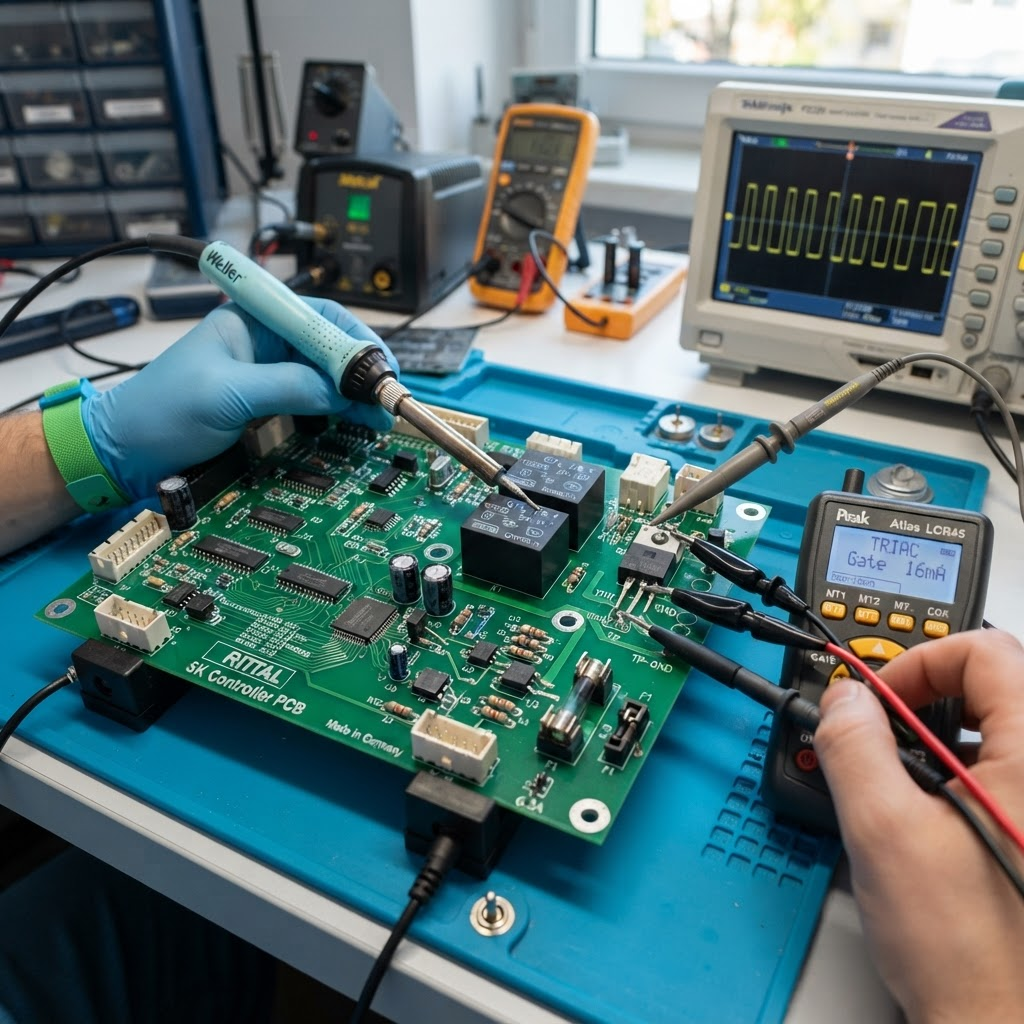 Naprawa sterownika PCB klimatyzatora szafy sterowniczej – wymiana sprężarki i przekaźnika
