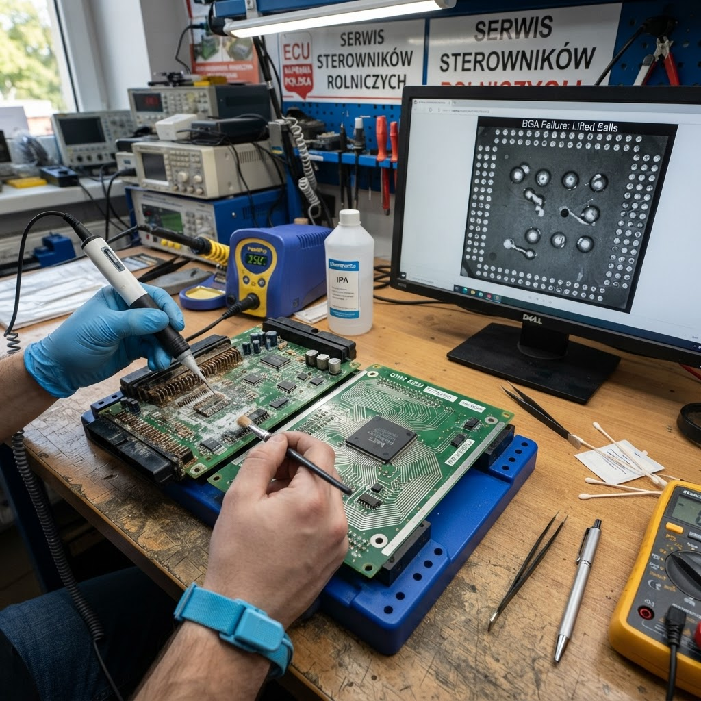 Naprawa sterownika CNH New Holland Case IH – PCB korozja zalanie ultradźwięki