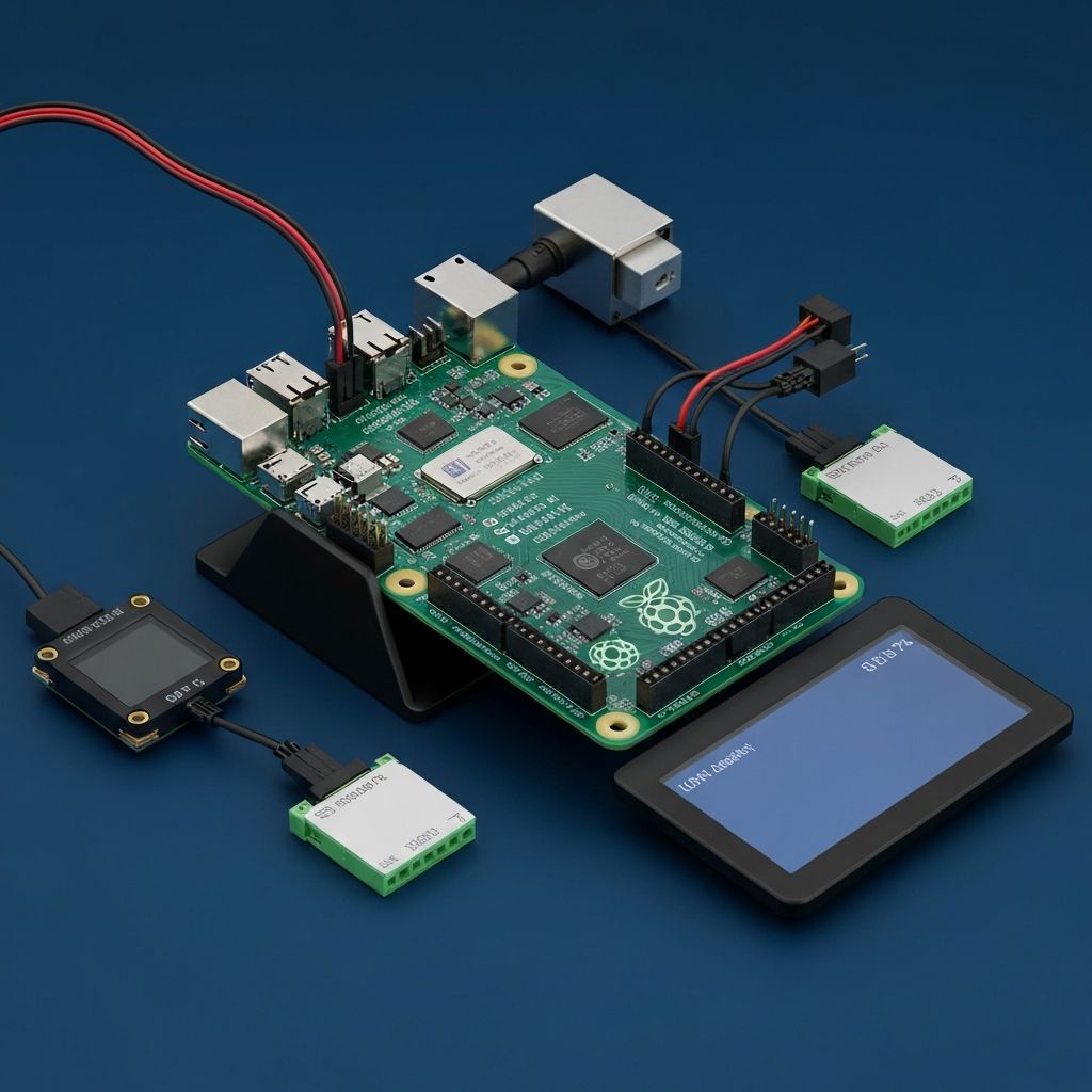 Raspberry Pi 4 z GPIO pins i sensorami