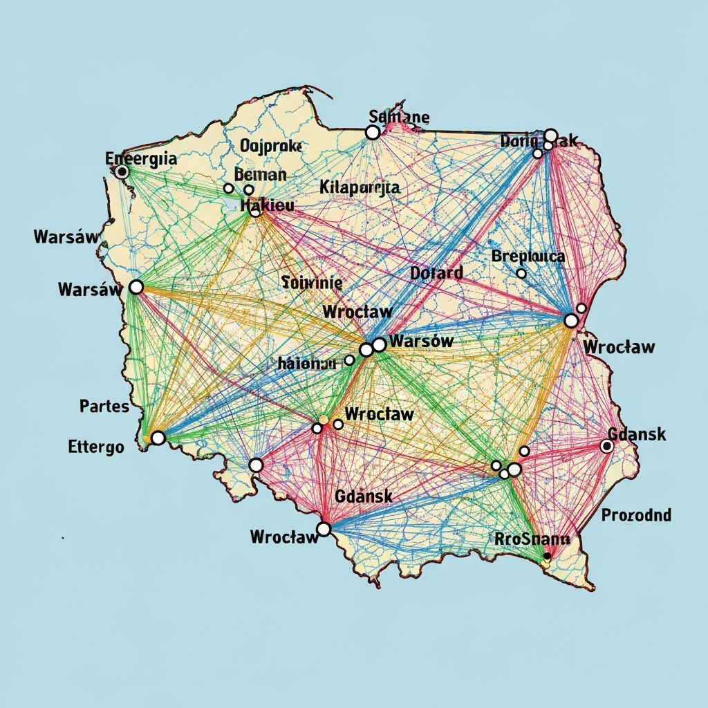 Mapa serwisu elektroniki przemysłowej – wszystkie duże miasta Polski: Warszawa, Kraków, Wrocław, Gdańsk