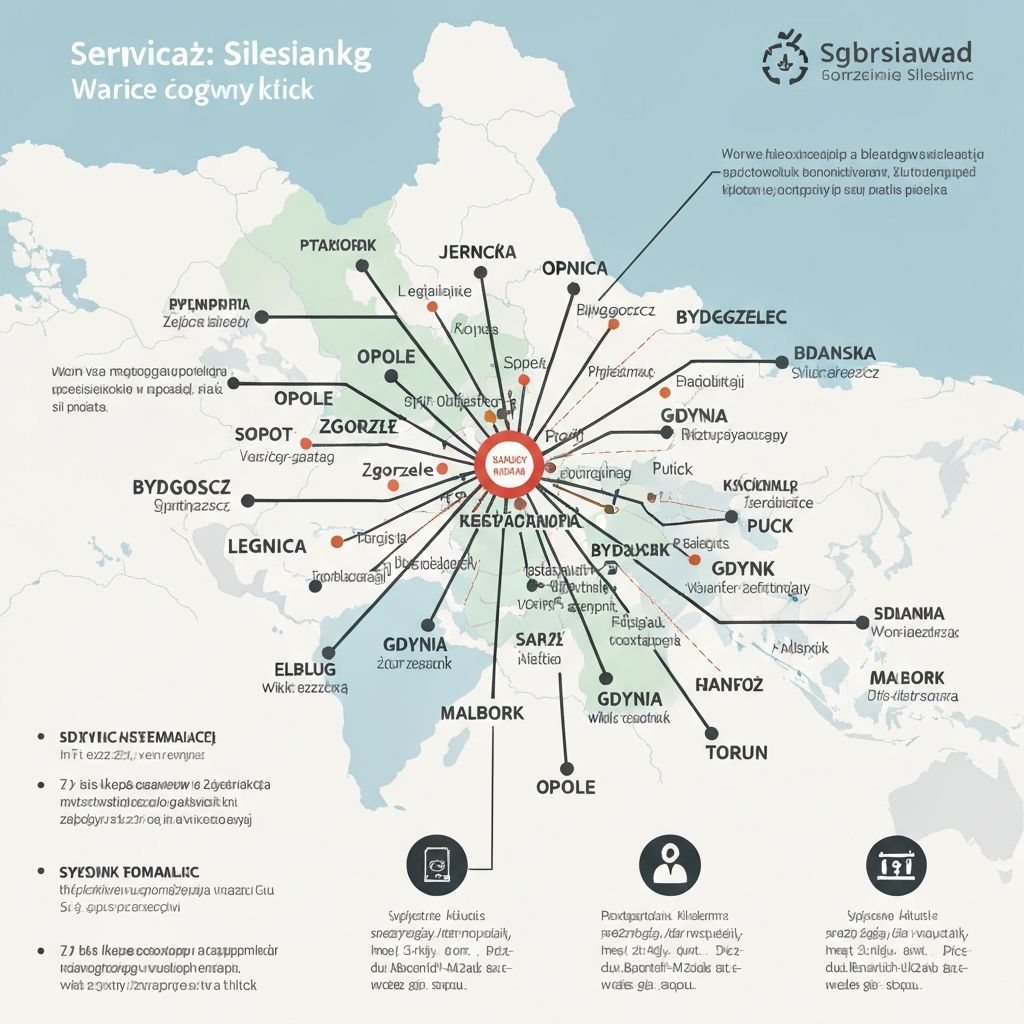 Zasięg serwisu zwyżek JLG na Śląsku – mapa pokrycia ACORE