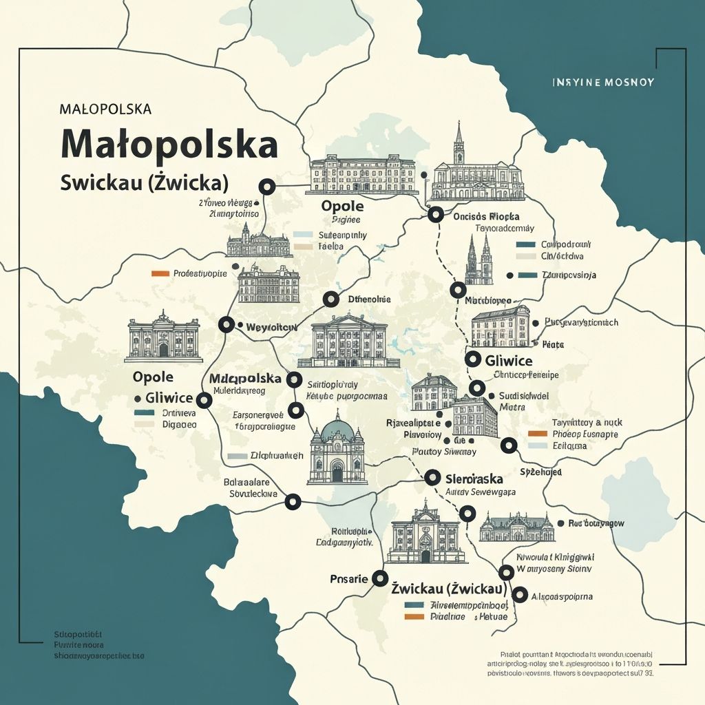 Mapa obsługiwanych miast Małopolski – serwis sterowników wózków widłowych Jungheinrich i Still