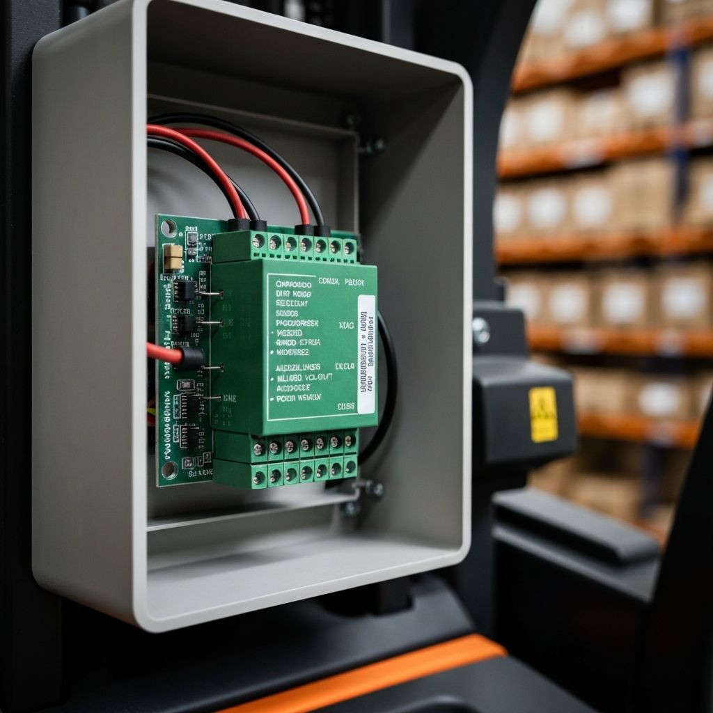 Moduł elektroniczny sygnalizatora akustycznego z czujnikiem kierunku jazdy na wózku widłowym