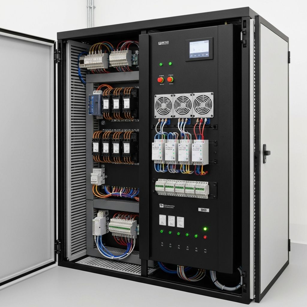 Szafa DSO z zasilaczami Merawex – Dyspozytorski System Ostrzegania, instalacja przemysłowa