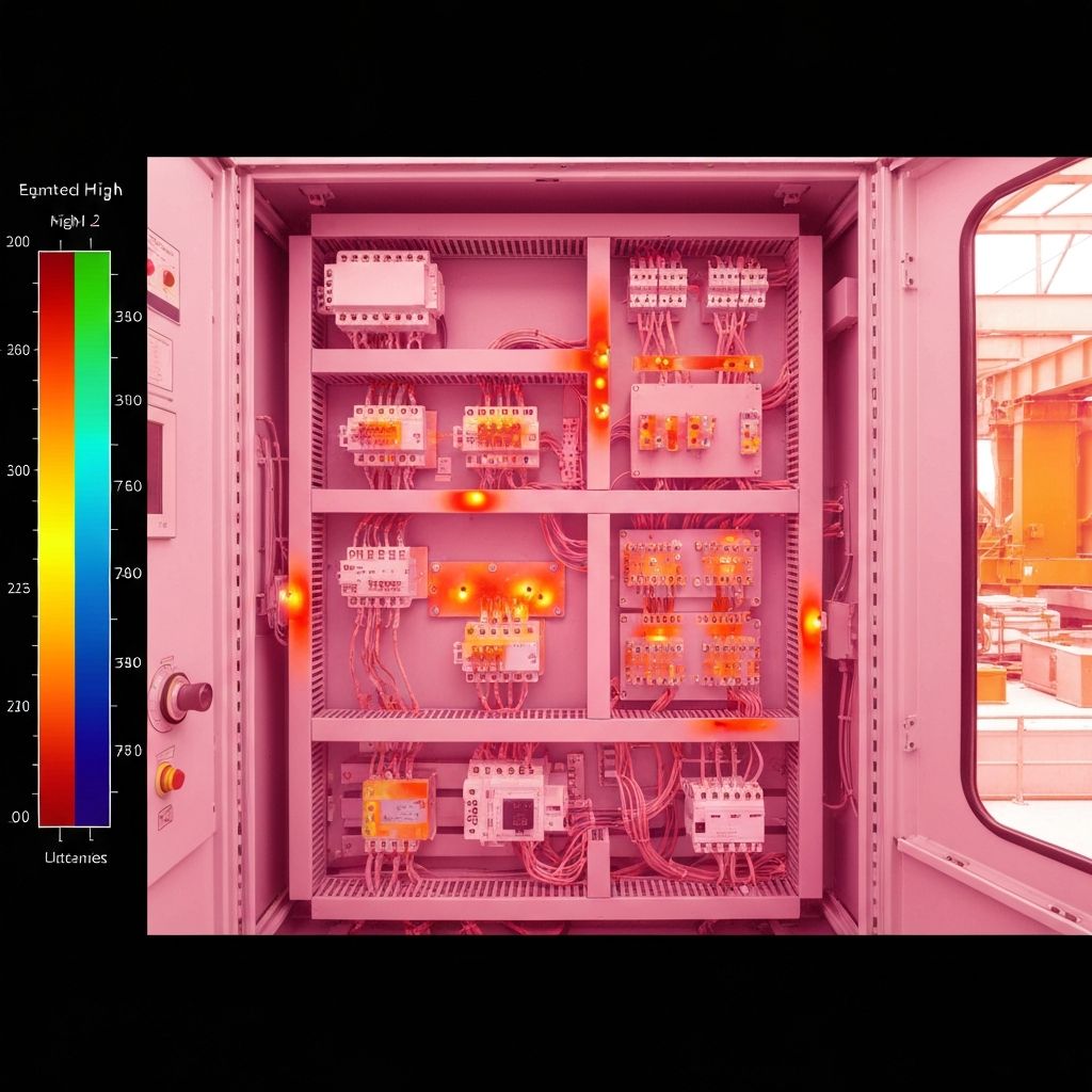 Termowizja szafy sterowniczej suwicy – wykrywanie przegrzanych styków i zacisków