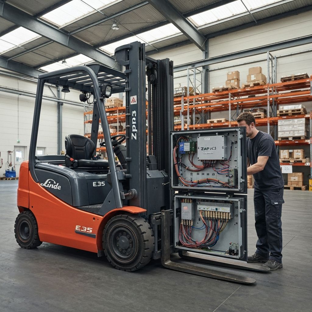 Naprawa elektroniki wózka widłowego Linde E35 – sterownik Zapi AC3 i diagnostyka CAN-bus